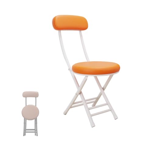 MACAGGTNTU 76 cm Faltbarer Hocker Klappbarer Küchenhocker Tragbare Barhocker Leder Gepolsterte Klappstuhl Für Bars Bistro Terrassen(Orange) von MACAGGTNTU