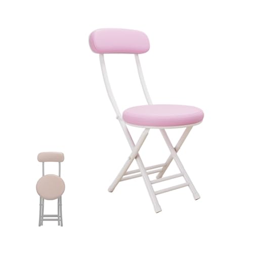 MACAGGTNTU 76 cm Faltbarer Hocker Klappbarer Küchenhocker Tragbare Barhocker Leder Gepolsterte Klappstuhl Für Bars Bistro Terrassen(Pink) von MACAGGTNTU