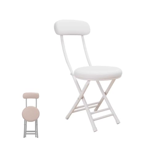 MACAGGTNTU 76 cm Faltbarer Hocker Klappbarer Küchenhocker Tragbare Barhocker Leder Gepolsterte Klappstuhl Für Bars Bistro Terrassen(White) von MACAGGTNTU