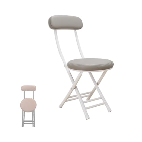 MACAGGTNTU 76 cm Faltbarer Hocker Klappbarer Küchenhocker Tragbare Barhocker Leder Gepolsterte Klappstuhl Für Bars Bistro Terrassen(White Grey) von MACAGGTNTU