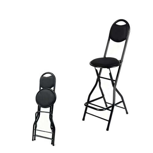 MACAGGTNTU Barhocker Klappbar 65cm Klapphocker Tragbarer Küchenhocker Mit Rückenlehne Und Fußstütze, Gepolsteter Tresenhocker Falthocker MACAGGTNTU Barhocker Klappbar 65cm Klapphocker Tragbarer Küchenhocker Mit Rückenlehne Und Fußstütze, Gepolsteter Tresenhocker Falthocker von MACAGGTNTU