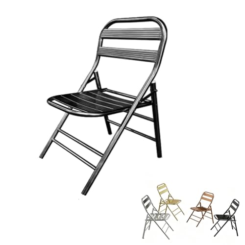 MACAGGTNTU Edelstahl Klappstuhl Tragbarer Klapphocker Barstühle Küchenhocker Klappbar Metall Stuhl Für Küche Garten Balkon, Sitzhöhe 45cm(Black) von MACAGGTNTU
