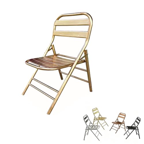 MACAGGTNTU Edelstahl Klappstuhl Tragbarer Klapphocker Barstühle Küchenhocker Klappbar Metall Stuhl Für Küche Garten Balkon, Sitzhöhe 45cm(PurpleGold) von MACAGGTNTU