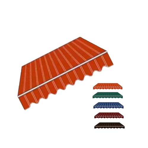 MACAGGTNTU Ersatz-Markisenstoff Einziehbar Streifen Markisenstoff 3.6X2.5m 3.6X3m Markisentuch Ersatzstoff Mit Volant Markisenbespannung Canvas(Red,12x10ft/3.6x3m) von MACAGGTNTU