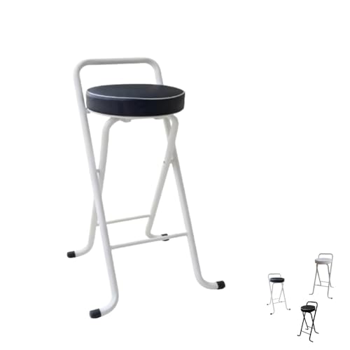 MACAGGTNTU Gepolsteter Klapphocker 65 75cm Barhocker Klappbar Schwarz Hochocker Tragbarer Tresenhocker Küchenhocker Mit Rückenlehne Fußstütze(Black,75cm/30in) von MACAGGTNTU