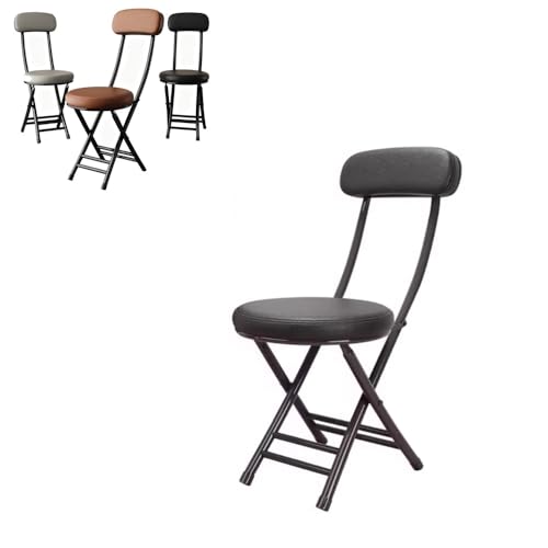 MACAGGTNTU Klappbare Barhocker Gepolsterte Küchenhocker 76cm Tragbare Klapphocker Klappstühle Tresenhocker Mit Rückenlehne Fußstütze(Black) von MACAGGTNTU