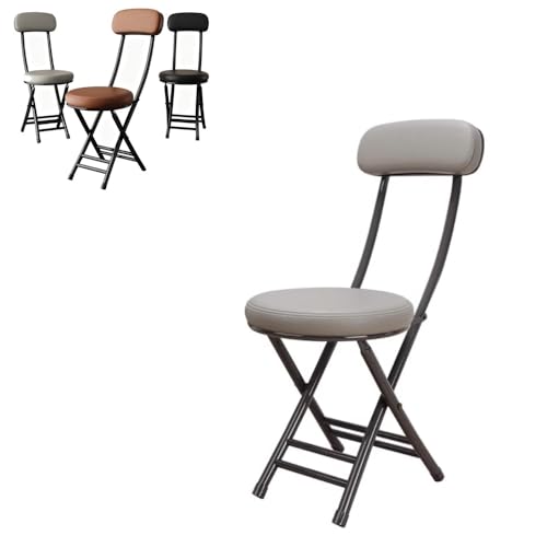 MACAGGTNTU Klappbare Barhocker Gepolsterte Küchenhocker 76cm Tragbare Klapphocker Klappstühle Tresenhocker Mit Rückenlehne Fußstütze(Grey) von MACAGGTNTU