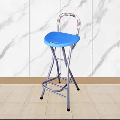 MACAGGTNTU Klapphocker Falthocker Hoch Barhocker 72cm Klapp-Essstuhl Outdoor Bar Hocker Mit Tragegriff, Tragbarer Klappstuhl Für Angeln Grillen Strand(Blue) von MACAGGTNTU