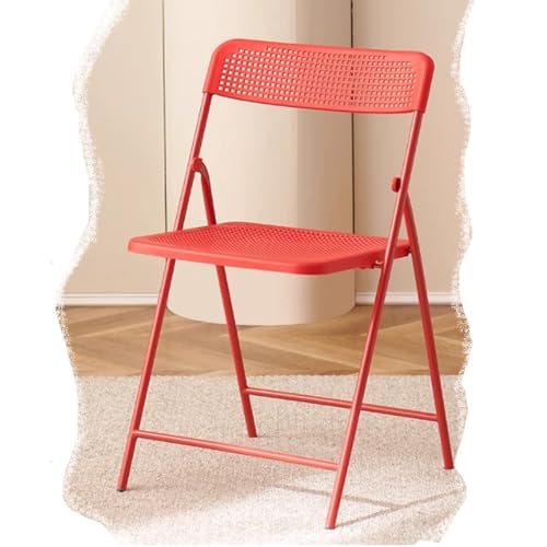 MACAGGTNTU Klappstuhl Klappbar Barhocker 45cm Küchenhocker Gartenstühle Tragbarer Klapp Essstuhl Tresenhocker Mit Rückenlehne, Leicht Und Tragbar(Red) von MACAGGTNTU