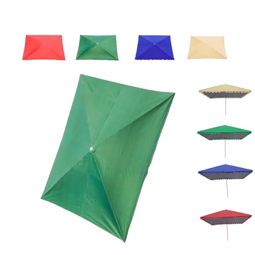 MACAGGTNTU Rechteckig Terrassenschirm Ersatzbezug 200x150 300x200cm Marktschirm Ersatz Baldachin Für 4/6 Streben, Tisch Schirm Ersatz Stoff(Green,300x200cm/10'x6.5') von MACAGGTNTU
