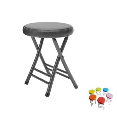MACAGGTNTU Runde Klapphocker Gepolstert Barhocker Klappstuhl 50cm Faltbarer Tresenhocker Küchenhocker Mit Fußstütze Für Garten Esszimmer Bar(Black) von MACAGGTNTU