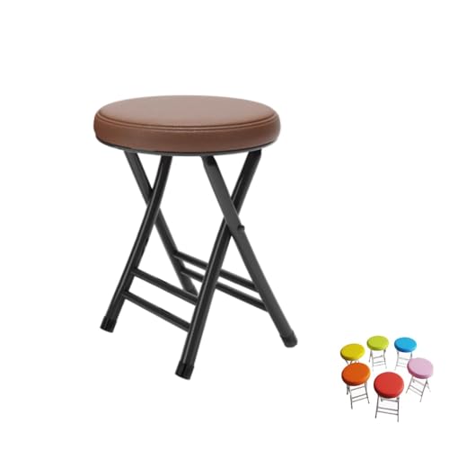 MACAGGTNTU Runde Klapphocker Gepolstert Barhocker Klappstuhl 50cm Faltbarer Tresenhocker Küchenhocker Mit Fußstütze Für Garten Esszimmer Bar(Brown) von MACAGGTNTU