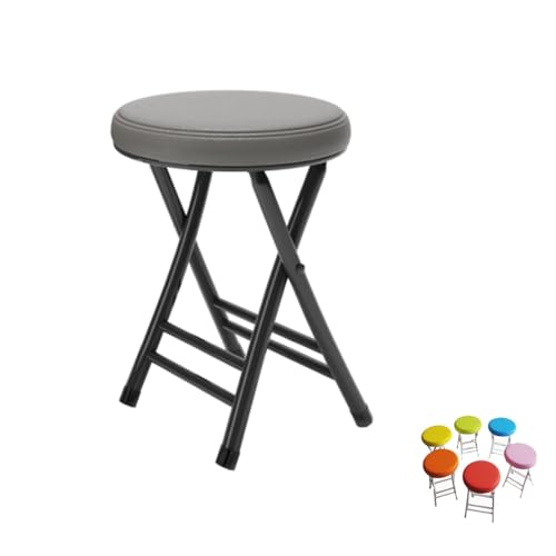MACAGGTNTU Runde Klapphocker Gepolstert Barhocker Klappstuhl 50cm Faltbarer Tresenhocker Küchenhocker Mit Fußstütze Für Garten Esszimmer Bar(Grey) von MACAGGTNTU