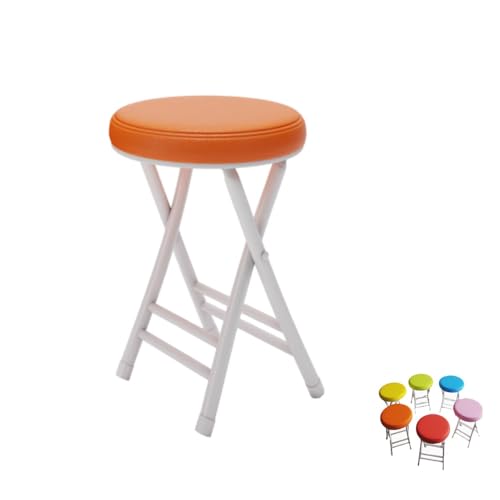 MACAGGTNTU Runde Klapphocker Gepolstert Barhocker Klappstuhl 50cm Faltbarer Tresenhocker Küchenhocker Mit Fußstütze Für Garten Esszimmer Bar(Orange) von MACAGGTNTU