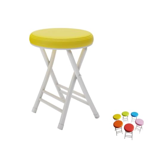 MACAGGTNTU Runde Klapphocker Gepolstert Barhocker Klappstuhl 50cm Faltbarer Tresenhocker Küchenhocker Mit Fußstütze Für Garten Esszimmer Bar(Yellow) von MACAGGTNTU