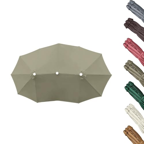 MACAGGTNTU Sonnenschirm Ersatzbezug 460x270cm Doppelsonnenschirm Ersatzbezug Extra Großer Gartenschirm Ersatz-Regenschirmstoff Wasserdicht Stoffbezug(Sand) von MACAGGTNTU