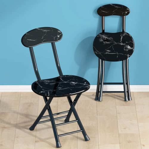 MACAGGTNTU Tragbarer Küchenhocker Barhocker 76cm Klappbarer Bistrohocker Faltbar Hoch Tresenhocker Mit Rückenlehne Fußstütze Für Küche Garten Terrassen(Black Stone Pattern) von MACAGGTNTU