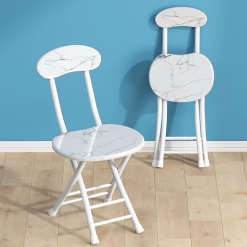 MACAGGTNTU Tragbarer Küchenhocker Barhocker 76cm Klappbarer Bistrohocker Faltbar Hoch Tresenhocker Mit Rückenlehne Fußstütze Für Küche Garten Terrassen(White Stone Pattern) von MACAGGTNTU