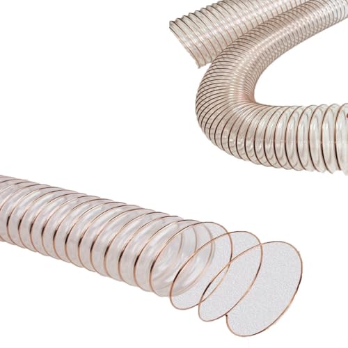 MACAGGTNTU Transparent Absaugschlauch 32 40 50 63 75 102 140 200 250mm Flexible Kanalschläuche Spiralschlauch Schwer Entflammbar Flexschlauch(4m/13.1ft,63mm-2.48in) von MACAGGTNTU