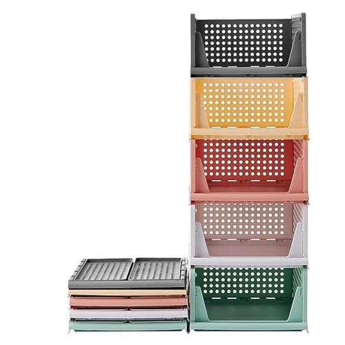 5 Stück Stapelbare Kleiderschrank Organizer, Schubladenbox, Schrank Organizer, Stapelbar Aufbewahrungsbox Plastik Lagerkisten Schublade für Kleidung Schlafzimmer Garderobe (5, Bunt) von MACAO