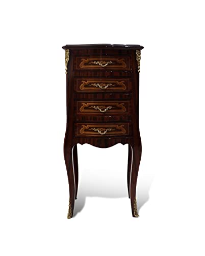 MACE Heritage Kommode Louis XVI Stil | Massivholz mit Intarsien & Kupfer | Edles Design für Wohnzimmer, Schlafzimmer & Flur | 39 x 29 x 77 cm von Mace