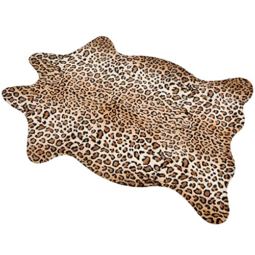 MACEVIA Leoparden-Teppich mit Gepardenmuster, niedliches Western-Dekor, Tierhaut, Teppiche für Wohnzimmer, Schlafzimmer, rutschfest, 110 cm L x 75 cm B (1,1 m x 0,7 m) von MACEVIA
