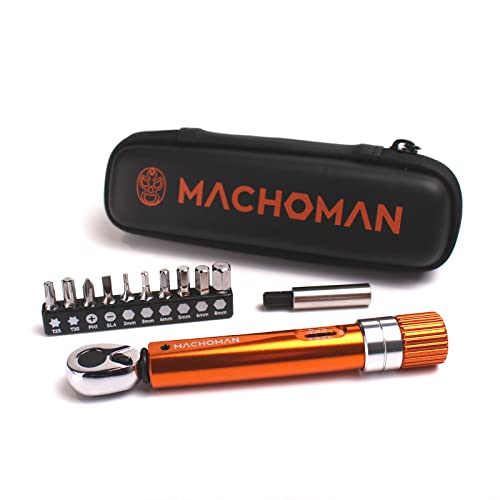 MACHOMAN 1/4" Dr. Taschen-Drehmomentschlüssel 2-14 Nm, Fahrradzubehör mit 10-Bit-Satz und magnetischer Bitaufnahme, Adapter für Fahrrad, Mountainbike (TQW210SB) von MACHOMAN