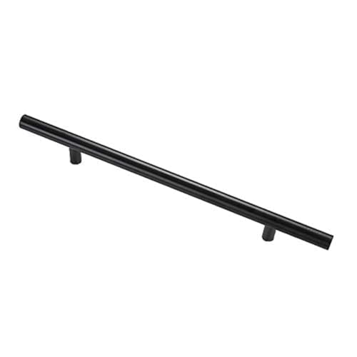 1 x schwarzer runder Griff mit gebürstetem Griff für Schubladen, Kleiderschrank, Küchentür, Fenster, Zuggriff 250 mm Länge (Lochmitten 160 mm) von MACHSWON