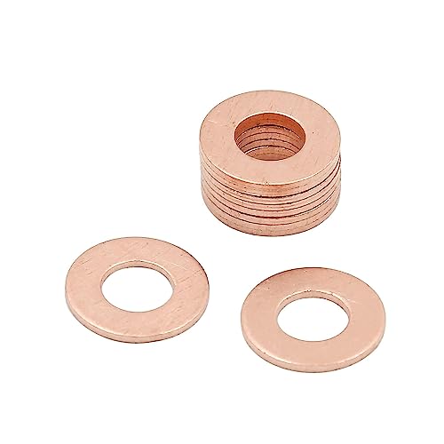 10 Stück M10 Kupfer-Unterlegscheiben, flache Ring-Ablassstopfen, Öldichtung, Dichtungsringe, Unterlegscheiben (M10 x 20 x 1,0) von MACHSWON