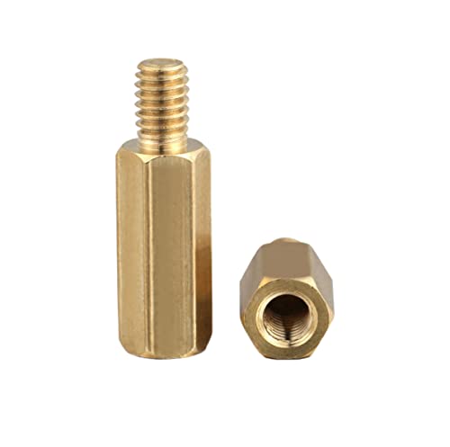 MACHSWON 10 Stück M3 Sechskant-Messing-Abstandshalter, Abstandshalter, Muttern, Gewindestäule, M3 x 55 + 6 mm, Sechskant-Einzelkopf-Kupfersäule von MACHSWON