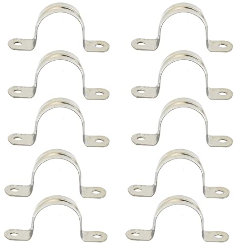 MACHSWON 10 Stück starre Rohrbandschelle 22 mm 304 Edelstahl Rohrschellen Zwei Loch Rohrband Spannclips U-Rohrklemme Sattelschellen Ring Schlauchschelle von MACHSWON