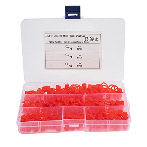 MACHSWON 150 Stück 3 Größen Schmiernippel Staubkappen M6 M8 M10 Fett Nippel Cap Sortiment Set Fett Nippel Caps Wasserdicht Kunststoff Staubkappe von MACHSWON