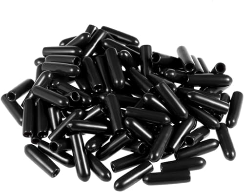MACHSWON 2.5mm Gummiendkappen Vinyl Runde Endkappe Abdeckung Ende Sicherheitsabdeckung,Schwarz, 100 Stk. von MACHSWON