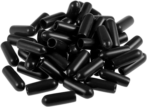 MACHSWON 4mm Gummiendkappen Vinyl Runde Endkappe Abdeckung Ende Sicherheitsabdeckung,Schwarz, 50 Stk. von MACHSWON