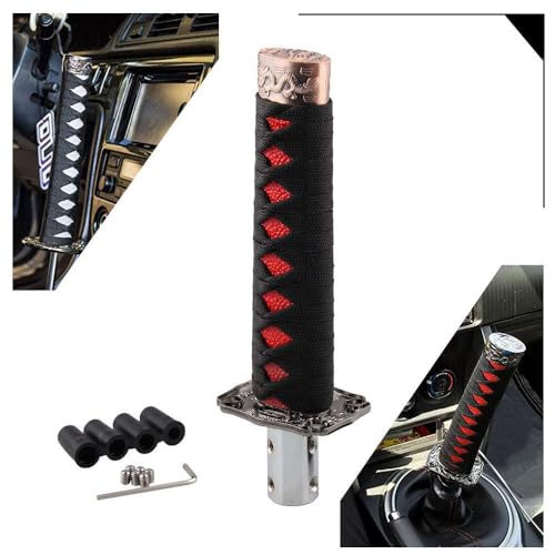 MACHSWON Auto Katana Schaltknauf Samurai Schwert Schalthebel mit 4 Adaptern, universelle Passform, kompatibel mit manuellen Autos, die meisten automatischen Autos mit 4 Adaptern, schwarz + rot von MACHSWON