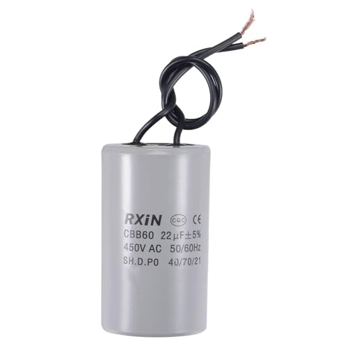 MACHSWON Startkondensator CBB60 22UF 450V AC 50/60Hz Zylinder 38x70mm 40/70/21 mit 2 Drähten für AC-Gerät Lüftermotor Start oder Pool Pumpe Luftkondensator, Weiß von MACHSWON