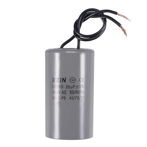 MACHSWON Startkondensator CBB60 25UF 450V AC 50/60Hz Zylinder 38x70mm 40/70/21 mit 2 Drähten für AC-Gerät Lüftermotor Start oder Pool Pumpe Luftkondensator, Weiß von MACHSWON