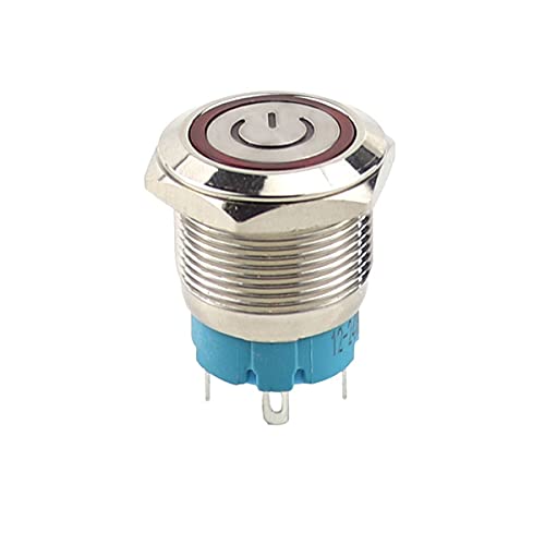 Metall-Verriegelungs-Druckknopfschalter 19 mm 4-polig DC 5 V SPDT Wasserdicht Selbstverriegelnd Runde Marine Schalter mit rotem LED-Licht für Auto Wohnmobil LKW Boot von MACHSWON