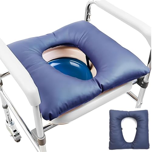 MACITA Anti-Dekubitus-Patienten-Kissen Mit Loch, PU Duschstuhl Sitzkissen Druckentlastungskissen Für Den Toilettensitz Waschbare Matte Für Toilettenstuhl Rollstühle Steibbe blue-42 * 42 * 8CM von MACITA