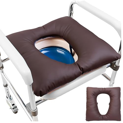 MACITA Anti-Dekubitus-Patienten-Kissen Mit Loch, PU Duschstuhl Sitzkissen Druckentlastungskissen Für Den Toilettensitz Waschbare Matte Für Toilettenstuhl Rollstühle Steibbe brown-42 * 42 * 8CM von MACITA