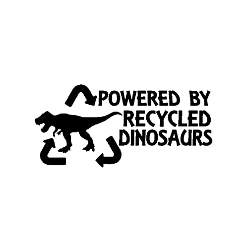 MACMRD Auto Aufkleber 18 Cm * 8 Cm Interessant Powered By Recycelte Dinosaurier Autoaufkleber Motorräder Stoßstangen Wasserdichter Vinyl-Aufkleber von MACMRD