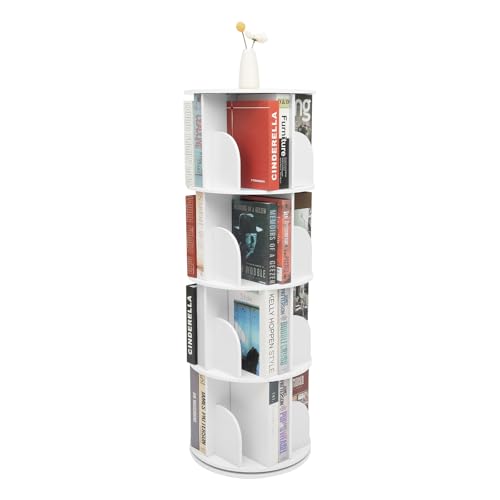 MACOJUCHI 360° drehbares Regal mit 4 Ebenen, mit Fächern, für bis zu 60 kg, 40 x 115,5 cm von MACOJUCHI