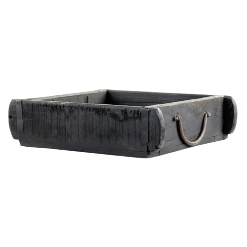 MACOSA CA41045424 Backsteinform schwarz Deko-Holzkiste massiv 22 cm Unikat Vintage Dekokiste Küchen-Organizer Badorganizer Tischdeko Wohnaccessoire Aufbewahrungskiste von MACOSA HOME