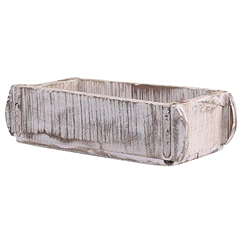 MACOSA CA41366 Ziegelform Deko-Holzkiste massiv 30 x 15 cm Unikat in Vintage weiss Ziegel-Kiste Küchen-Organizer Badorganizer Tischdeko Wohnaccessoire von MACOSA HOME