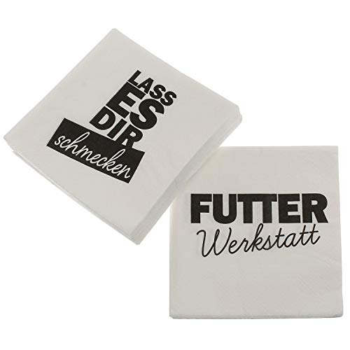 MACOSA CE64183 Party-Servietten Set 40Stk. Sprüche Schwarz Weiß 33x33 cm 3-lagig Tisch-Deko Mundserevietten Papierservietten Einweg Geburtstag Fest von MACOSA HOME