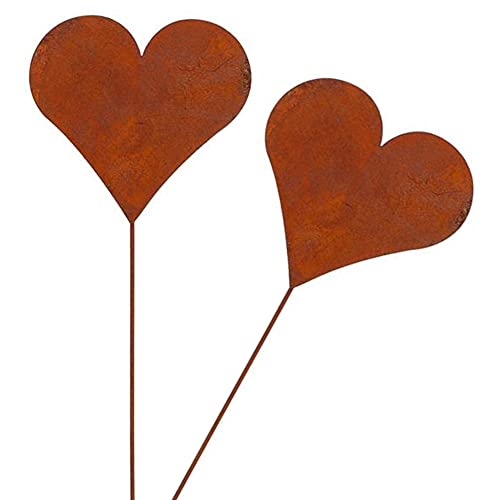 MACOSA CP44193 Gartenstecker Herz 2er Set Rost 35 cm Rostig Echtrost Beetstecker Garten-Dekoration Figur Dekofigur Edelrost Gartendeko Blumenstecker von MACOSA HOME