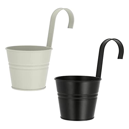 MACOSA CP45467_x2 Blumentopf zum hängen 2er Set Metall Grau & Schwarz Hängeblumentopf Balkontopf Blumentopf Geländer Geländertopf Blumenleiter Pflanzgefäß Topf MACOSA CP45467_x2 Blumentopf zum hängen 2er Set Metall Grau & Schwarz Hängeblumentopf Balkontopf Blumentopf Geländer Geländertopf Blumenleiter Pflanzgefäß Topf von MACOSA HOME