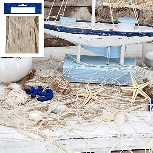 MACOSA CP90589 Deko Fischernetz 200 x 400 cm Natur Seil Maritime Dekoration Wanddekoration mediterran Dekonetz Netz zum Aufhängen Deko für Themenparty, Fotos & Bilder von MACOSA HOME