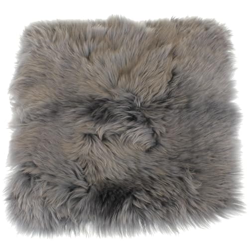 MACOSA Dekofell eckig Anthrazit 35 cm echtes Lammfell modern Sitzplaid Sitzkissen Deko-Fell Tischdeko Echtfell Sitzauflage Stuhlkissen Fellteppich klein (Anthrazit) von MACOSA HOME