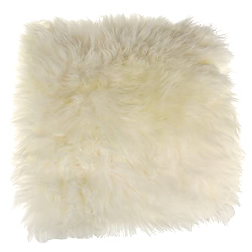 MACOSA Dekofell eckig Weiß 35 cm echtes Lammfell modern Sitzplaid Sitzkissen Deko-Fell Tischdeko Echtfell Sitzauflage Stuhlkissen Fellteppich klein (Weiß) von MACOSA HOME